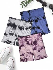 3入組紮染圖案運動短褲 - 彩色 - 查看 5