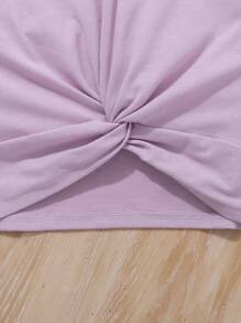 SHEIN Tween Girl 3pcs Twist Hem Tee - Multicolor - View 4