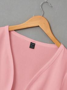 SHEIN EZwear Chaqueta corta con abertura frontal en otoño/invierno - Rosa - Ver 5