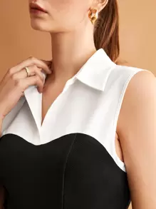 BizChic Hai âm Áo không tay - Đen và trắng - Xem 9