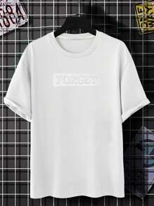 Manfinity Homme Camiseta Gráfica De Hombre Con Letra "plus" - Blanco - Ver 3