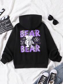 少女字母图案卫衣 - 黑色 - 查看 1