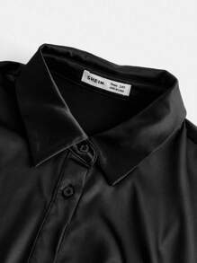 SHEIN Teenager Mädchen Hemdkleid mit Rüschen, Knopf vorne, ohne Band,