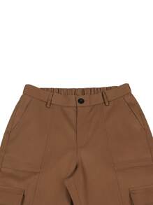 Manfinity EMRG 男士實色口袋工裝褲 - 咖啡棕 - 查看 4