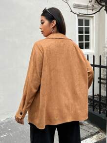 CovetEZ Hơn Túi có nắp Tay Raglan Suedette  áo - màu nâu - Xem 2