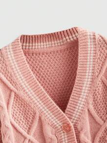 ROMWE Kawaii Áo len màu khối phong cách đại học giản dị dễ thương mùa xuân và mùa thu - Hồng - Xem 3