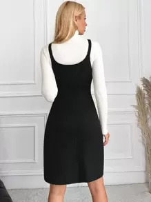 EURMUSE Abito salopette dettaglio bottone senza maglione