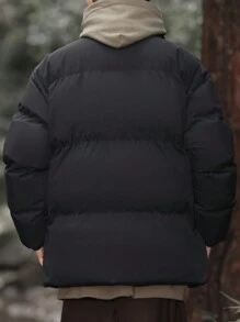 Manfinity Hypemode Ultra Loose Fit Men's Zip Up Padded Coat With Slant Pockets - Black - View 2