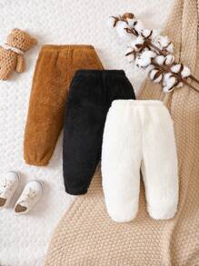 Baby Boy 3pcs Elastic Waist Flannel Pants