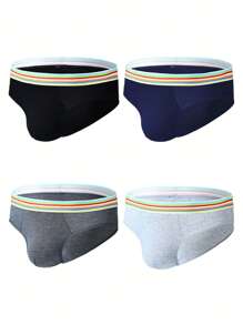 Men 4pack Contrast Tape Waist Brief - Multicolor - View 6
