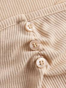 SHEIN MOD Solid Ruched Bust Flare Sleeve Crop Tee - Khaki - View 3