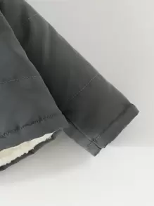 SHEIN Baby Boy Solid Hooded Teddy Lined Padded Coat