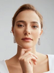 MOTF PREMIUM Pendientes 18k dorado con diamante de imitación - Plateado - Ver 1