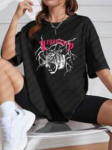 Shein寬鬆短袖t恤 - 黑色 - 查看 1