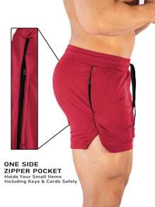Manfinity Sport Corelite Boyfriend Style Men Contrast Trim Drawstring Waist Sports Shorts Gym Shorts