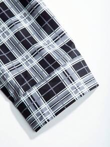 Manfinity Homme 男款字母印花格紋寬鬆襯衫 - 彩色 - 查看 5