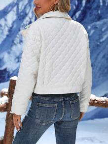 SHEIN LUNE Zip Up Quilted Padded Coat Clothes Winter - Beige - View 2