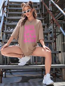 Shein Camiseta Oversize - Albaricoque - Ver 4