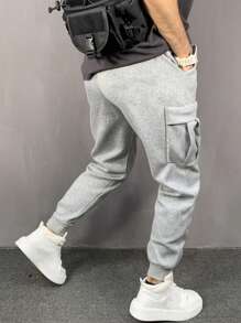 Manfinity Hypemode Nam Túi bên cạnh Eo dây rút Quần thể thao - Màu Xám nhạt - Xem 2