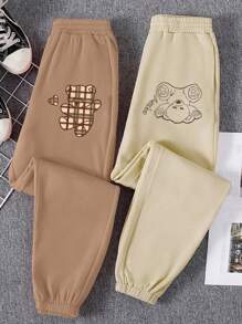 INAWLY 2pcs Cartoon Bear Print Elastic Waist Sweatpants - Multicolor - View 1