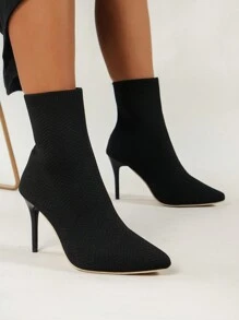 Của phụ nữ Giày ống Giáng sinh Giữa bắp chân Đen Đúng mốt Mùa Thu /đông Giày cao gót Giày ống - màu đen - Xem 1