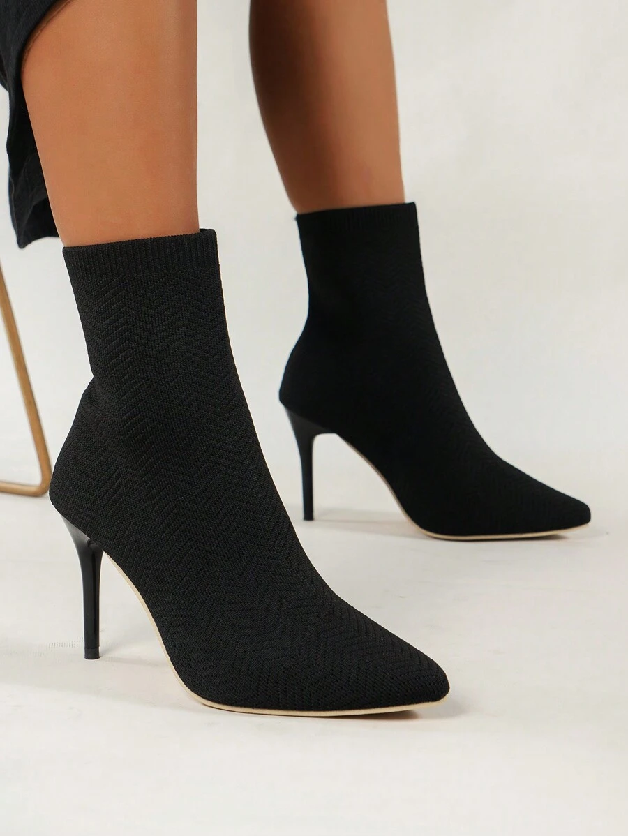 Của phụ nữ Giày ống Giáng sinh Giữa bắp chân Đen Đúng mốt Mùa Thu /đông Giày cao gót Giày ống - màu đen - Xem 1