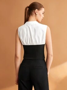BizChic Hai âm Áo không tay - Đen và trắng - Xem 3