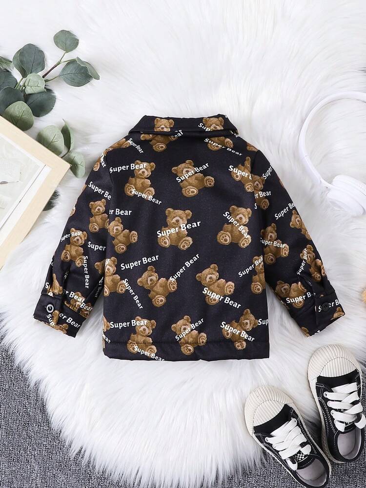 Baby Boy Bear & Letter Graphic Coat