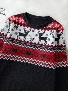 Chico adolescente Jersey con patrón de Navidad - Negro - Ver 5