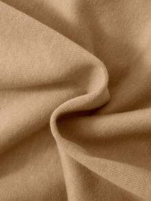 SHEIN Áo nỉ in hình hoạt hình và khẩu hiệu dành cho bé trai tuổi teen - Màu Khaki - Xem 5