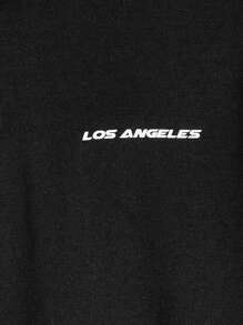 GENTILAND 男士字母圖案連帽衫 - 黑色 - 查看 3