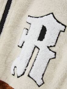 Manfinity Men Letter Graphic Colorblock Contrast Binding Fleece Vest Coat Without Tee - Multicolor - View 6