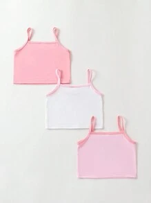 Young Girl 3pcs Letter & Cartoon Graphic Underwear Cami Top - Multicolor - View 2
