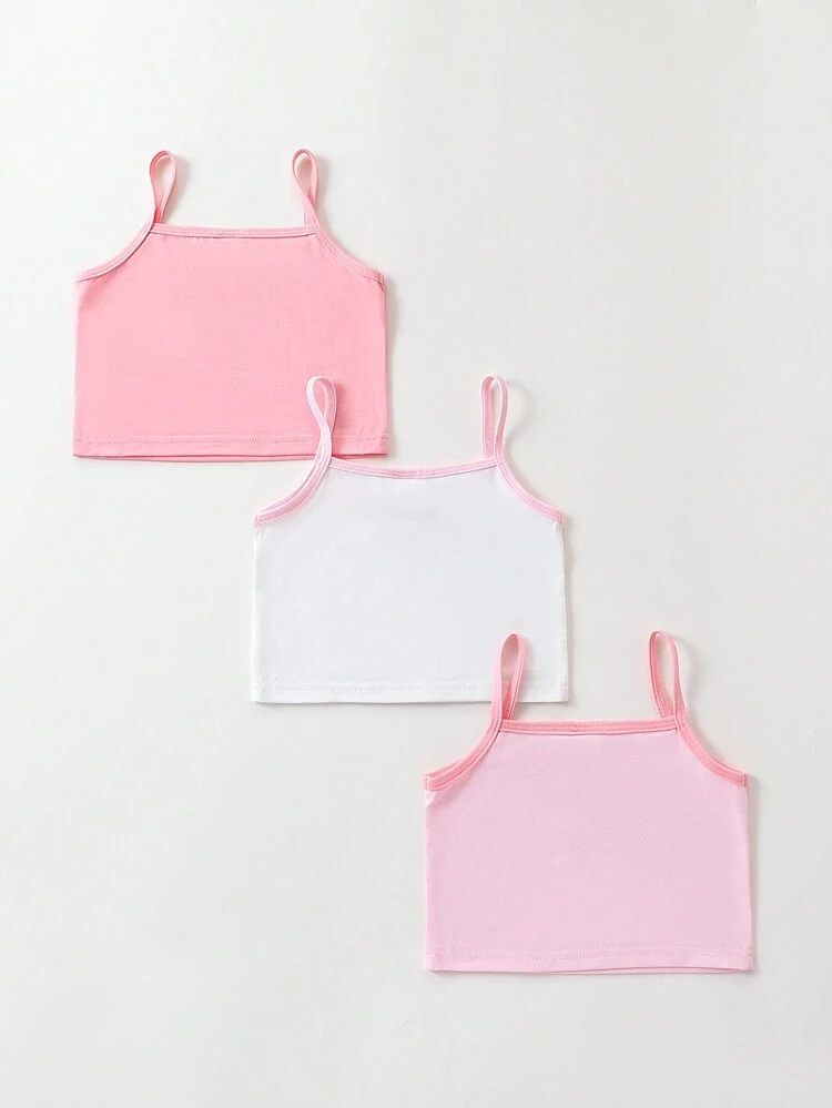 Young Girl 3pcs Letter & Cartoon Graphic Underwear Cami Top