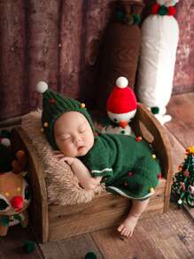 Đứa bé gái Pom Pom Knit ngọn & Mũ Bộ nhiếp ảnh - Nhiều màu - Xem 1