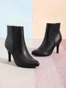 Timesize 秋冬黑色女士踝靴，时尚短靴，高跟靴，超高跟靴，冬靴，猫跟靴