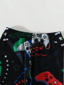 Young Boy Gamepad & Letter Graphic Snug Fit PJ Set - Black - View 6