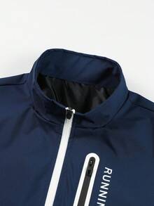 Manfinity Sport Corelite Áo khoác thể thao có họa tiết chữ cái dành cho nam - Màu xanh lam - Xem 5