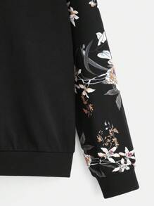 SHEIN LUNE 大碼印花插肩袖運動衫 - 黑色 - 查看 4