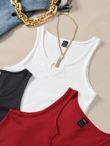 SHEIN Essnce 3入組缺口領背心上衣 - 彩色 - 查看 4