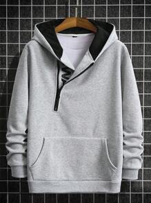 Manfinity Homme Men 1pc Letter Graphic Kangaroo Pocket Zipper Front Hoodie