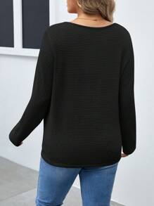 SHEIN Frenchy Plus Twist Hem Drop Shoulder Tee - Black - View 2