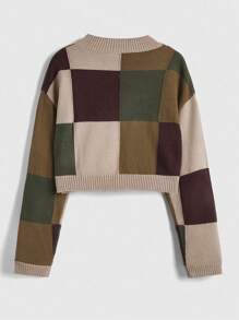 ROMWE Fairycore Butterfly Graphic Patchwork Crop Sweater