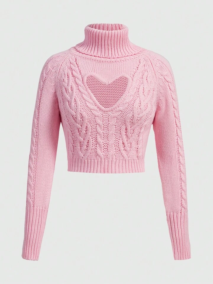 ニット・セーター IONSEOUL Heart Cable Round Knit (4color) BJ449 Hongqizo Womens Long Sleeve Zipper Cable Knit Coat Solid