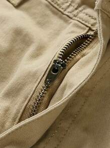 Manfinity Homme Men's Cargo Shorts With Belt - Khaki - View 4