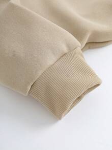 SHEIN EZwear Women's Letter & Skull Printed Sweatshirt - Apricot - View 7