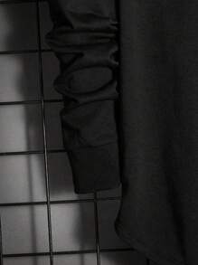 GENTILAND 男士字母圖案連帽衫 - 黑色 - 查看 4