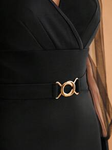 BizChic 女士畢業/節慶拼接修身洋裝 - 黑色 - 查看 4