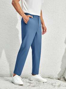 Manfinity NiteLyfe Nam Túi nghiêng Chất rắn Quần tây - Màu xanh lam - Xem 5