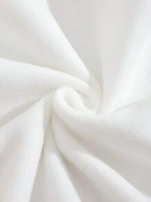 SHEIN EZwear Phong cảnh & đồ họa khẩu hiệu Túi kangaroo Dây rút Lót nhiệt Hoodie - trắng - Xem 3